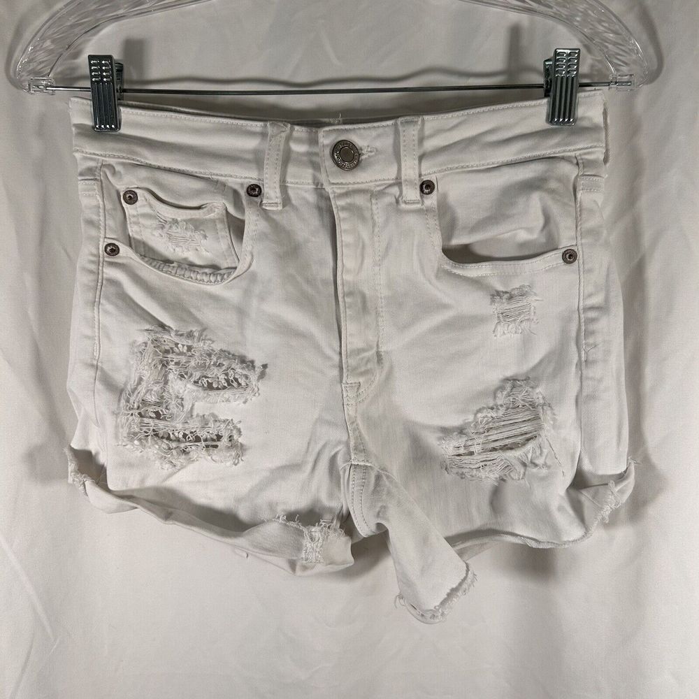 Old Navy Jean Shorts Women's 6 White Distressed Next Level Stretch